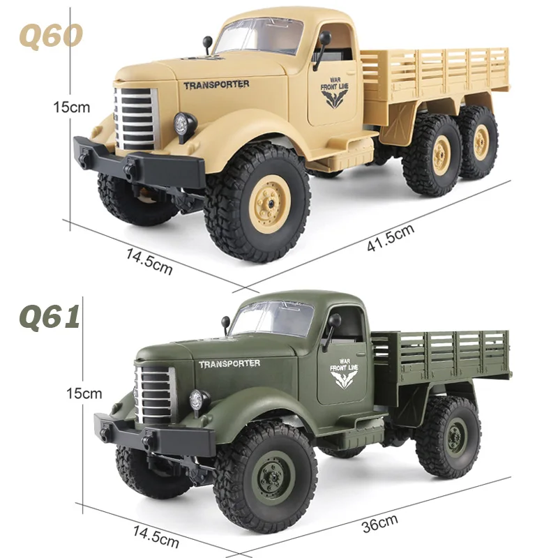 Военный грузовик на радиоуправлении JJRC Q60 Q61 4/6WD масштаб 1:16 2 4 ГГц внедорожник с