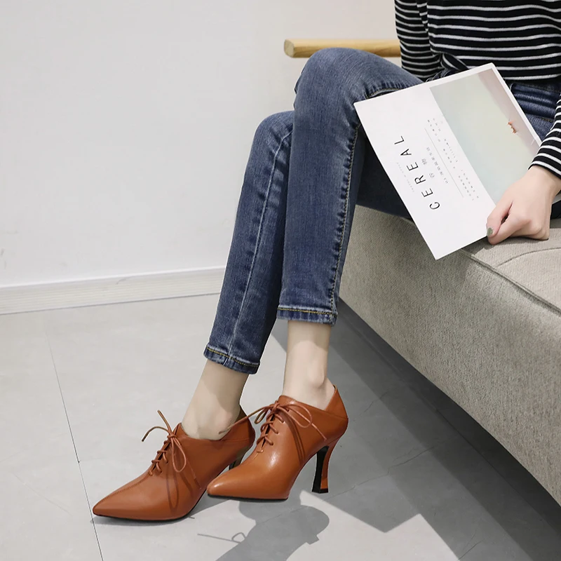 Лидер продаж Женская обувь Сезон весна осень Кожаные туфли лодочки Длина 22 25 см