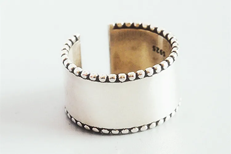 Модные кольца Bijoux, 925 пробы, серебряные, большие, гладкие, для женщин, подарок для дам, регулируемый размер, античные кольца Anillos
