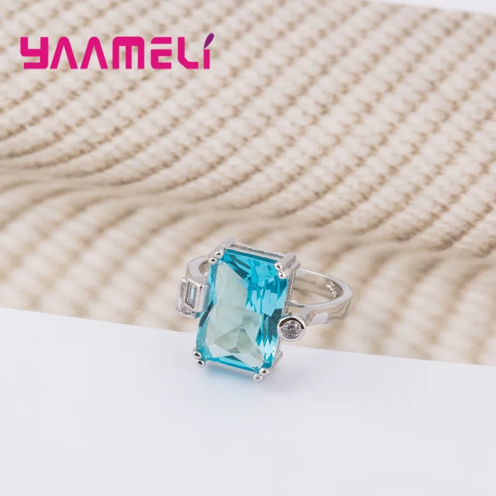 Новое Стильное кольцо из стерлингового серебра 925 пробы с голубым CZ камнем AAA