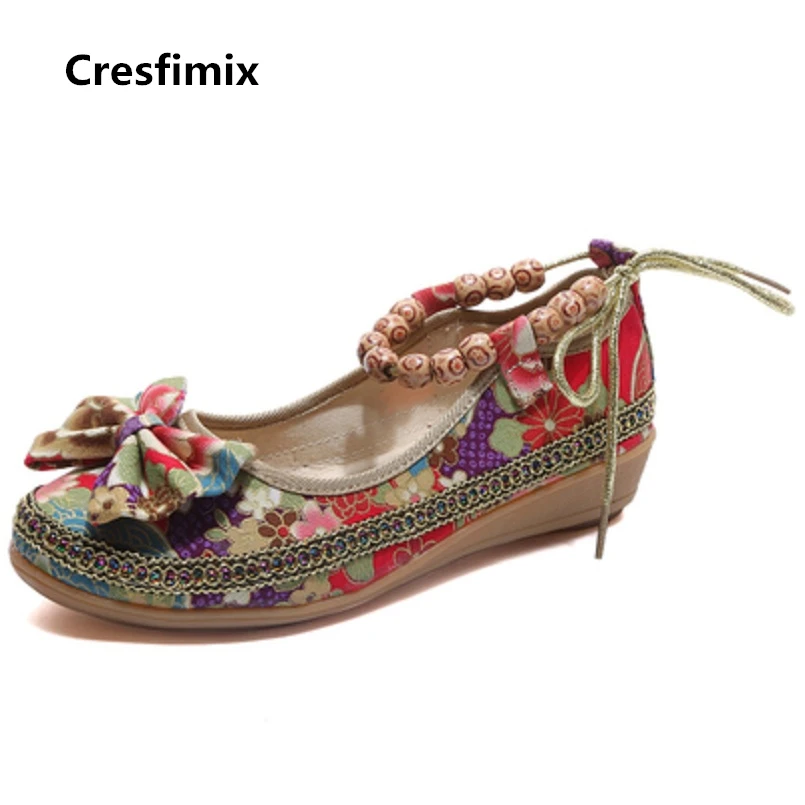 Туфли Cresfimix женские повседневные с бусинами стильная Уличная обувь бантом