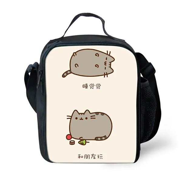 ALG3936G Thikin Casual Cartoon cat Pattern Lunch Bags for Teen Boys Fashion Portable Cooler Box Cartoon Pattern Tote Picnic Pouch - Color: ALG3936G