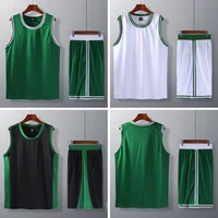 men boys basketball sets can diy custom basketball uniform youth college athletes wear cheap basketball shirt shorts green
