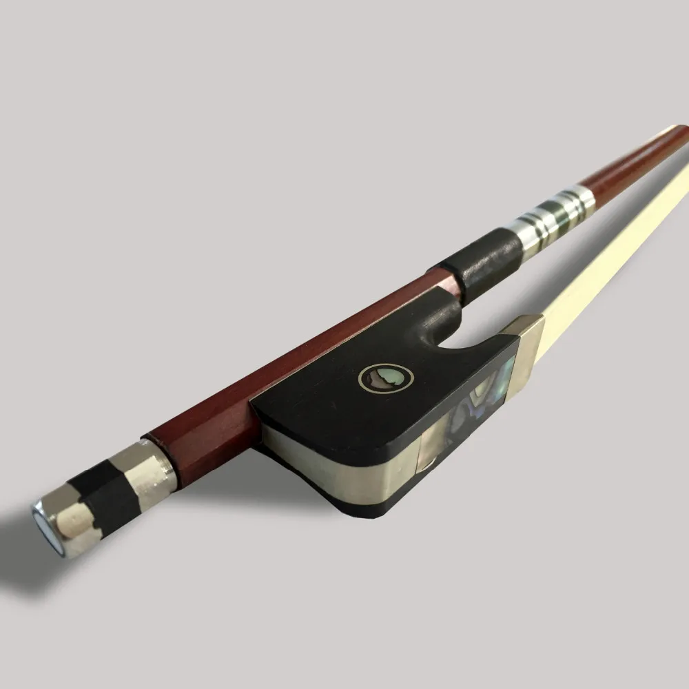 High Grade Cello Bow Exquisite Brazil Wood Ebony frog w/ Colored Shell White Horse Hair Violincello Bow parts accessoire