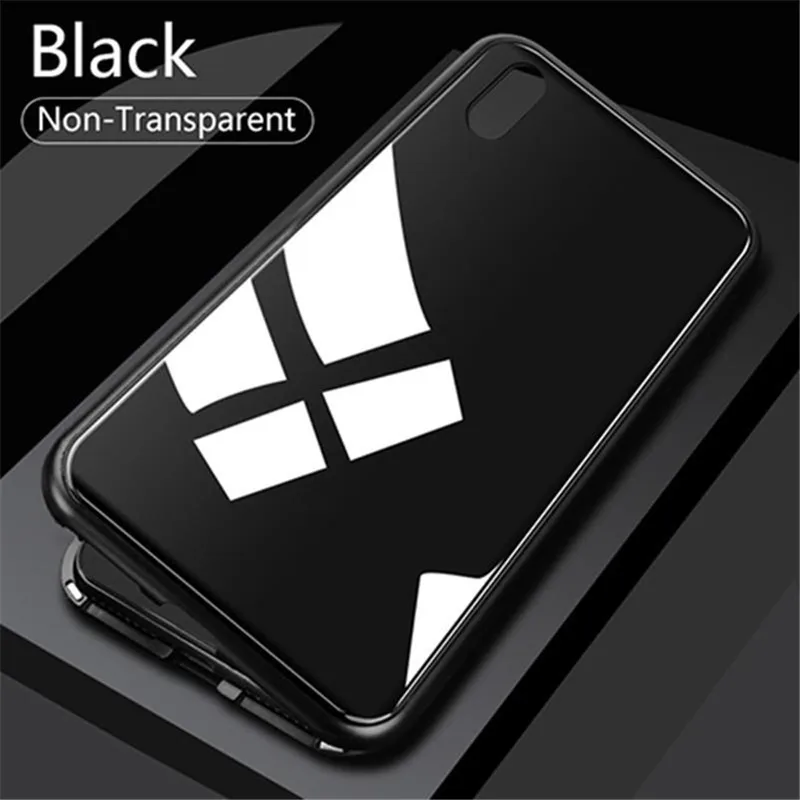 Металлический магнитный чехол для iPhone X XS XR XS MAX 7 8 Plus 6 6s металлический бампер+ задняя крышка из закаленного стекла для iPhone 6 6s 7 8+ X XS - Цвет: Full Black