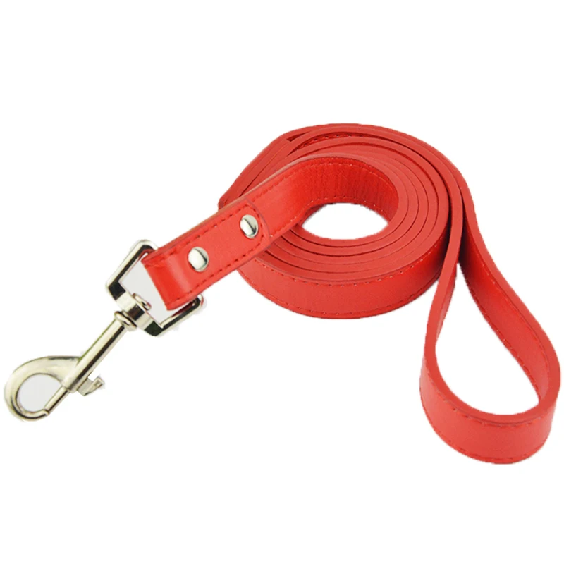 

(5 Pieces/Lot)High Quality Smooth PU Leather Pet Leash Solid Color Lead for Dog Puppy Daily Walking