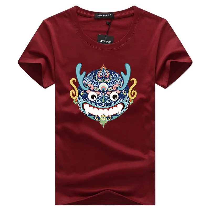 SWENEARO wholesale 2021 New Black High quality printing Kirin men T-shirt fashion brand clothing summer cotton t shirts | Мужская одежда