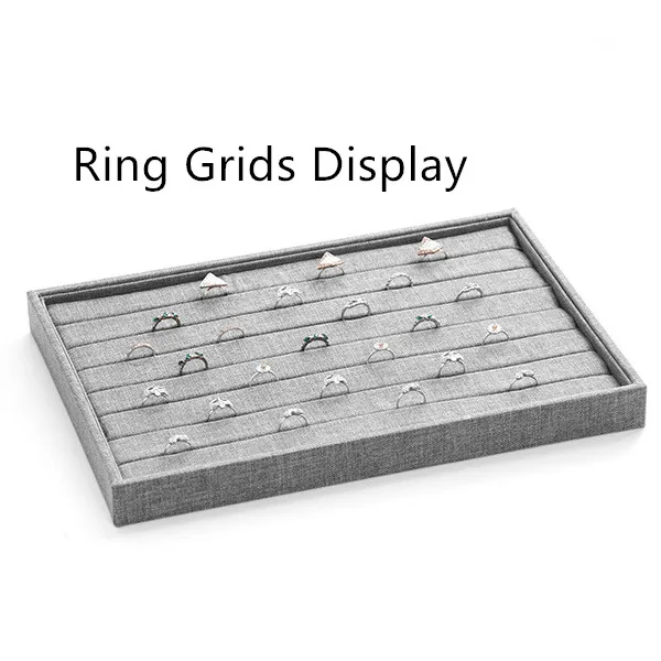 Rings Display Модное ювелирное изделие Liene винтажное ожерелье браслет кольцо Дисплей для хранения DIY Ручной работы Бусины Показать чехол лоток - Цвет: Rings Display