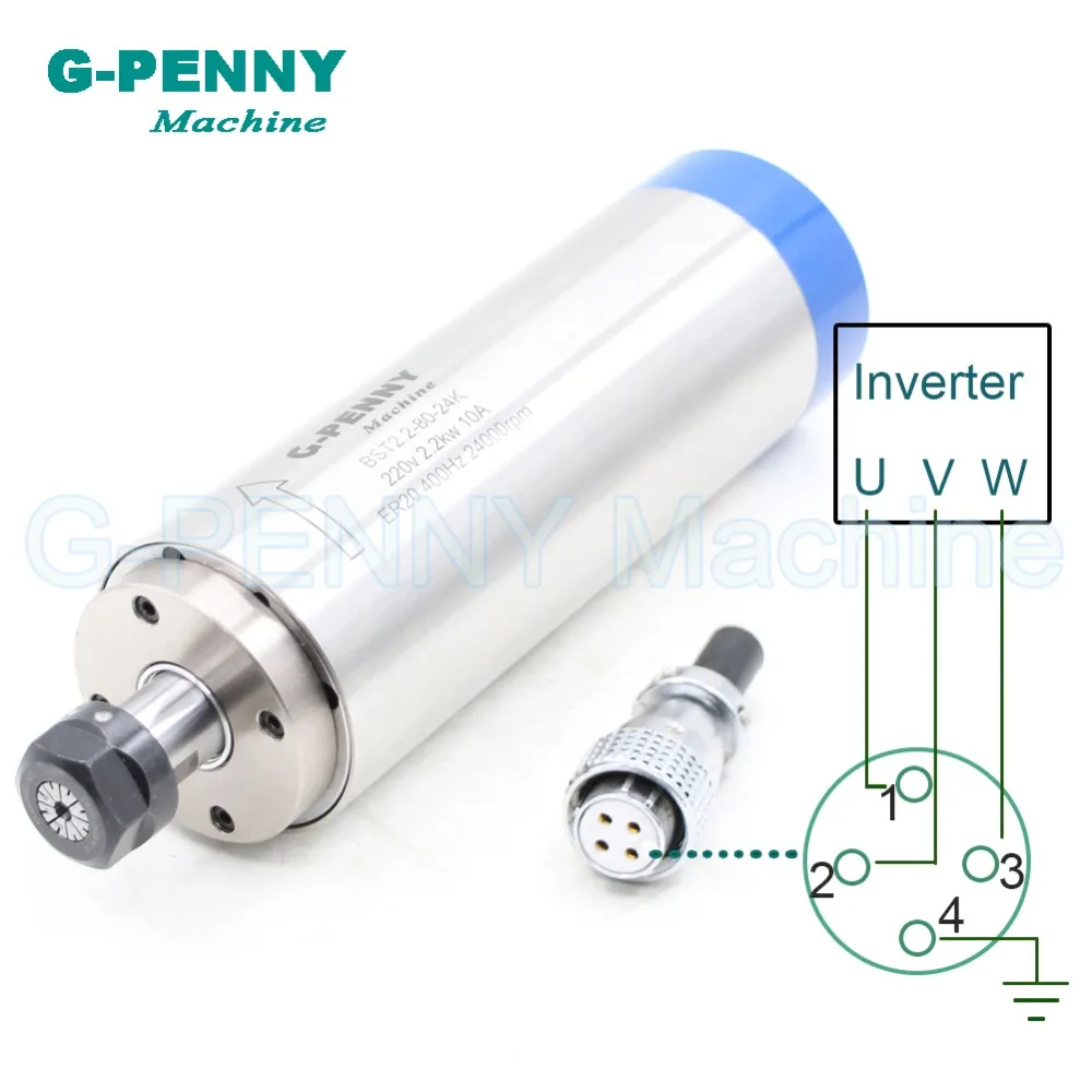 220v/380v 2.2KW ER20 water cooled spindle CNC 80x230mm DIY motor 4 bearings &amp 80mm cast aluminium round bracket! | Инструменты