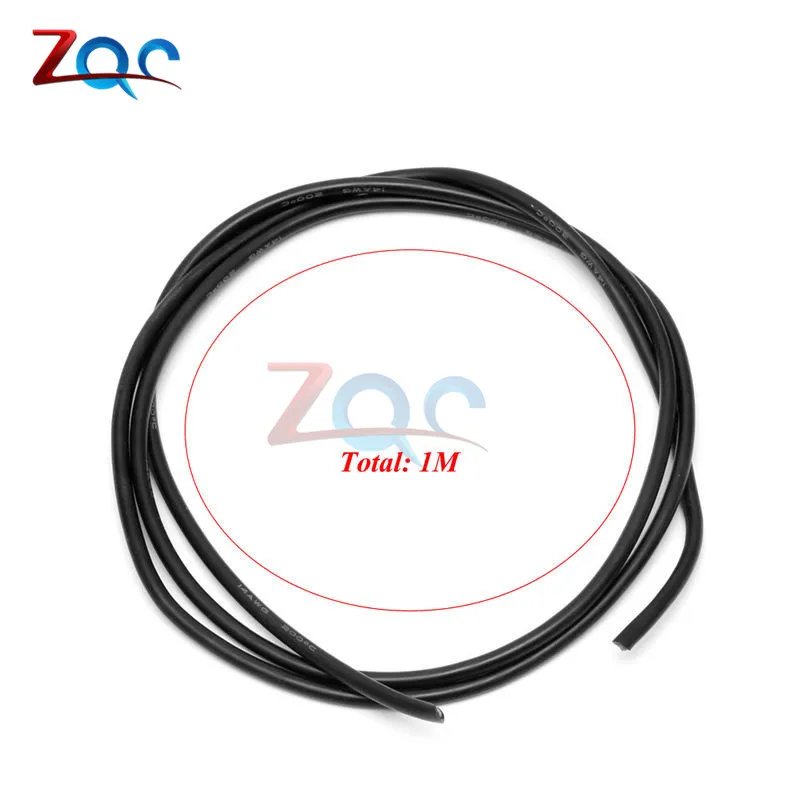 Гибкий провод калибра 14 AWG 1 комплект черный М + Красный м|copper cable|stranded cablesilicone flexible