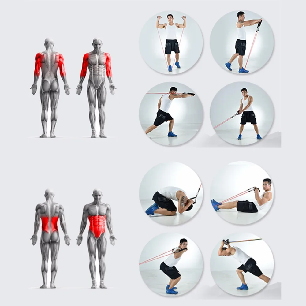 11 шт./компл. латексные Эспандеры Crossfit тренировки йоги трубы канат для перетягивания Эспандеры резиновые резинки Фитнес с сумкой в комплекте