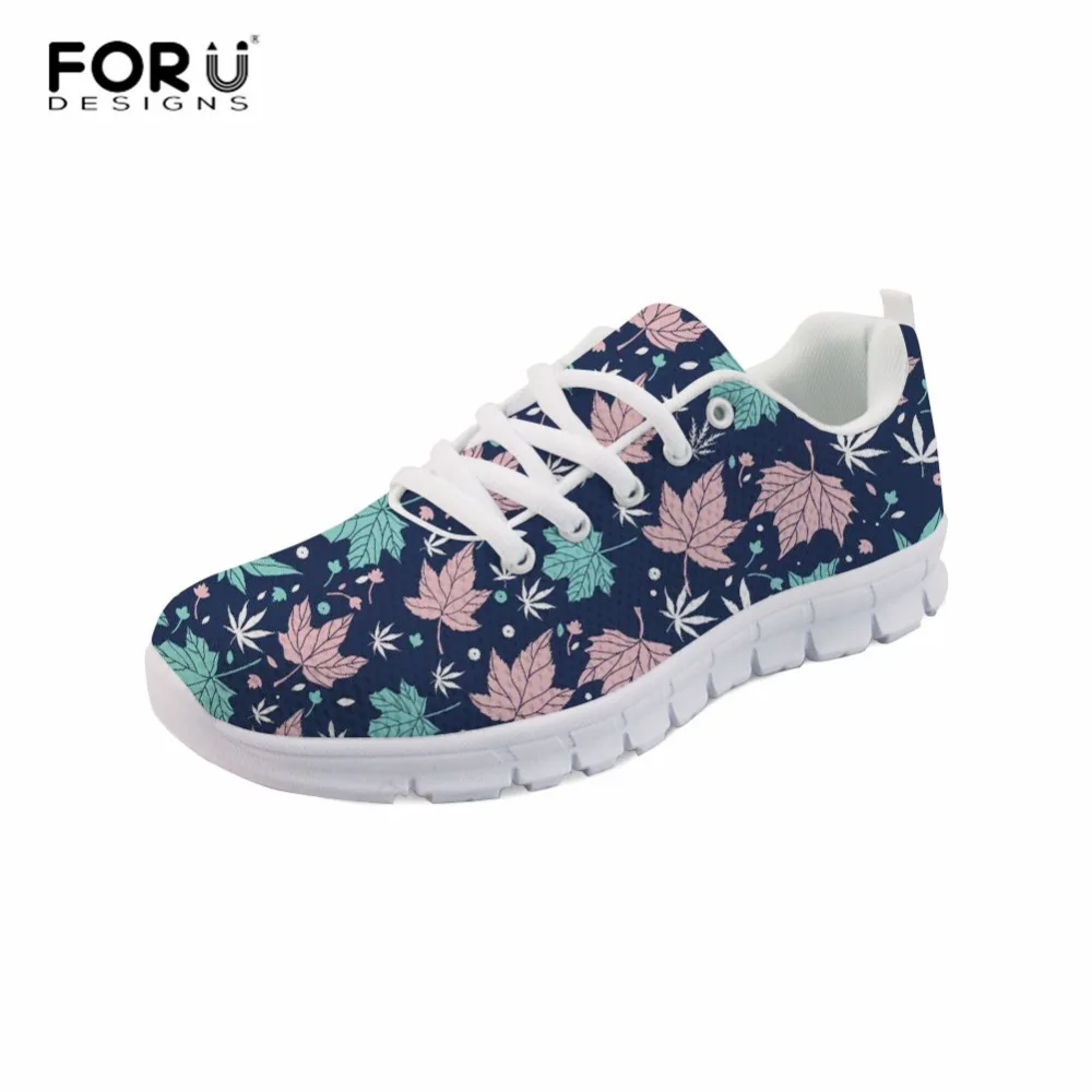 FORUDESIGNS/женские осенние повседневные кроссовки на платформе с принтом кленового