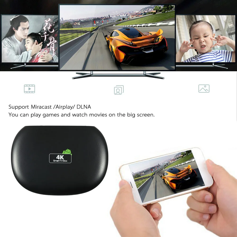 ТВ приставка 4K Amlogic S905 четырехъядерный 1 ГБ ОЗУ 8 Гб ПЗУ Смарт Android 5 2 4G WiFi H.265 Airplay