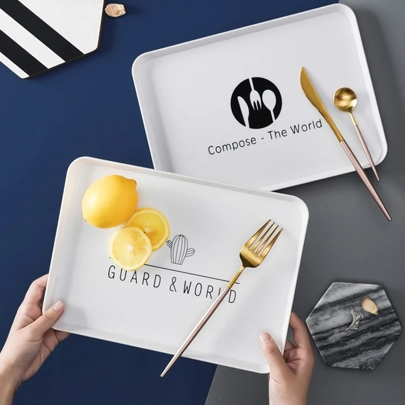 Пластиковый поднос для хранения в скандинавском стиле квадратный завтрака