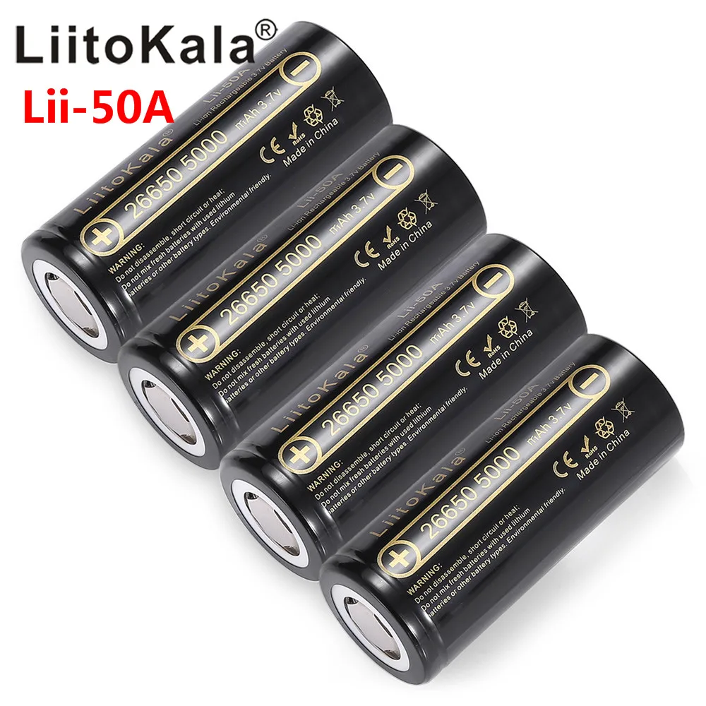 

2023 HK LiitoKala lii-50A 26650 5000mah lithium battery 3.7V 5000mAh 26650-50A rechargeable battery suitable for flashligh