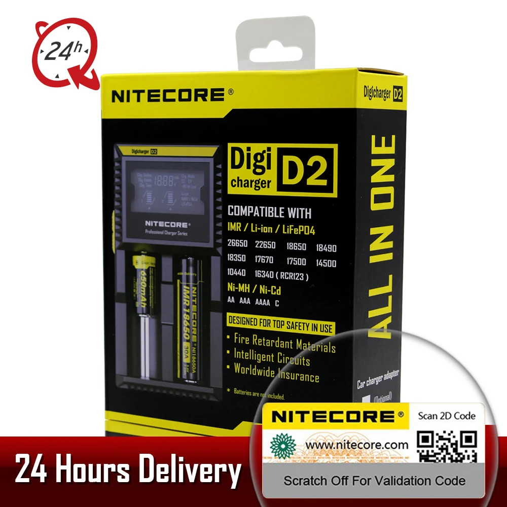Бренд Nitecore i2 D2 D4 Digi зарядное устройство LCD интеллектуальная схема Li Ion для 26650 18650