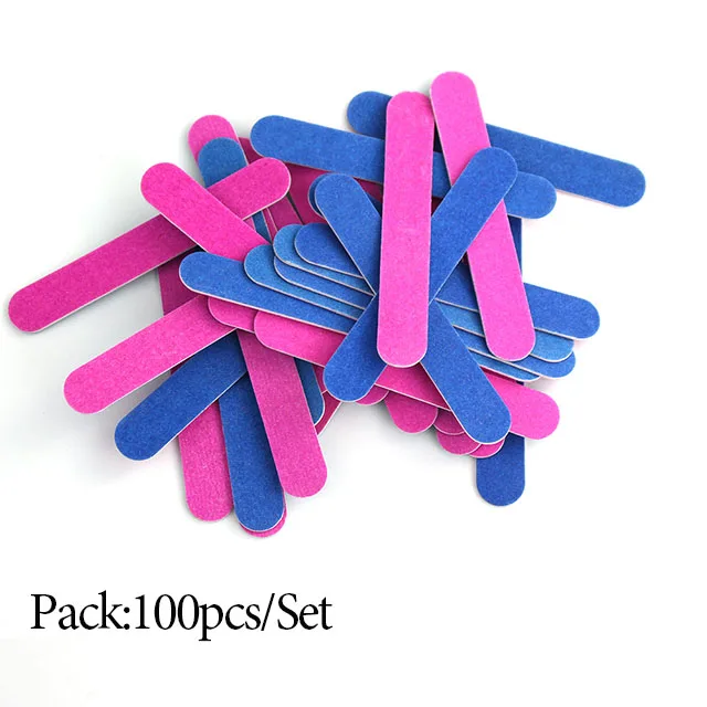 100pcs 100 шт. пилочка для ногтей двухсторонняя полировальная 180/240 зернистость красно-синий дизайн ногтей шлифовальный лак для ногтей гель Инструменты для удаления аксессуаров - Цвет: 100pcs