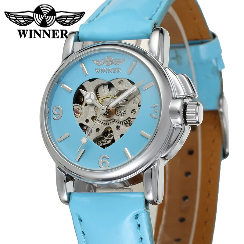 

T-WINNER watch Blue love pattern elegant and intellectual luster handmade mechanical watch Valentine's Day gift
