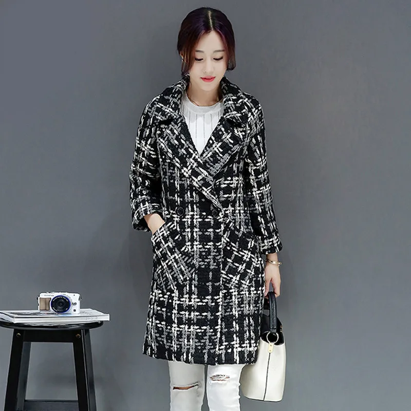 High Quality Wool Coat Women Slim Medium-long Tweed Jacket Fashion Female Outwear Green Brand 7 | Женская одежда