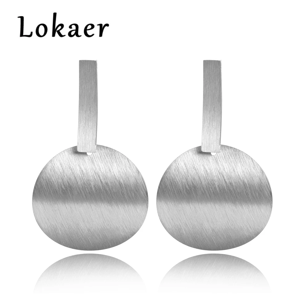 Lokaer матовая поверхность изогнутые геометрические серьги из нержавеющей стали золотой и серебряный цвет ювелирные изделия преувеличенные элементы E18487