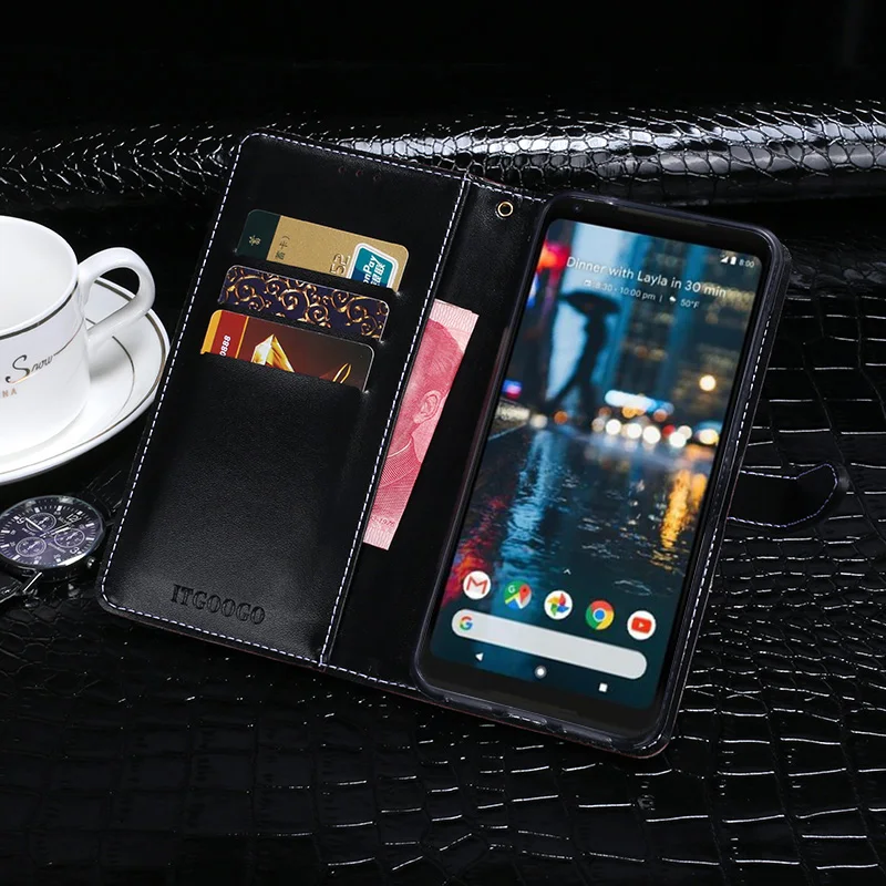 Itgoogo для Google Pixel 2 XL чехол Роскошный кожаный флип защитный телефона задняя