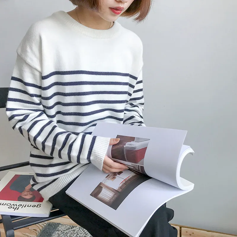 2 цвета 2017 базовые осенние и зимние полосатые высококачественные женские свитера