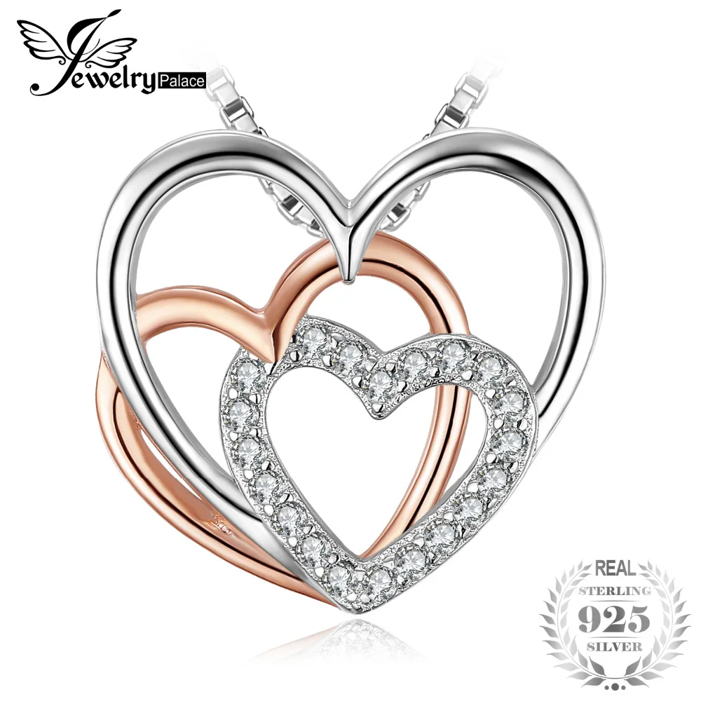 JewelryPalace сердца к сердцу переплетенных кубического циркония кулон Цепочки и