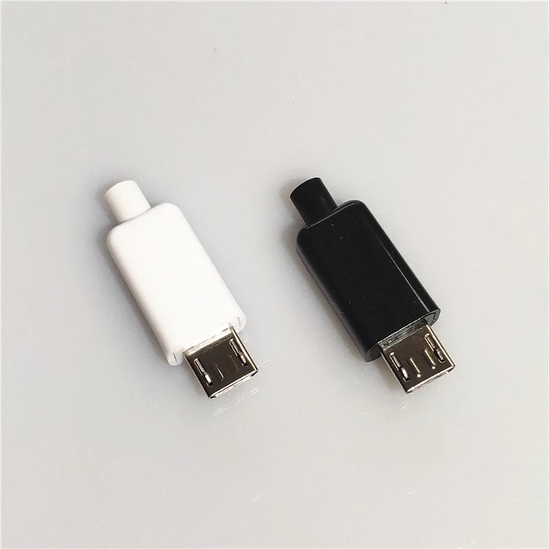 1 пакет 10 комплектов Micro USB 4Pin 5P Штекерный разъем Черный Белый сварочный OTG