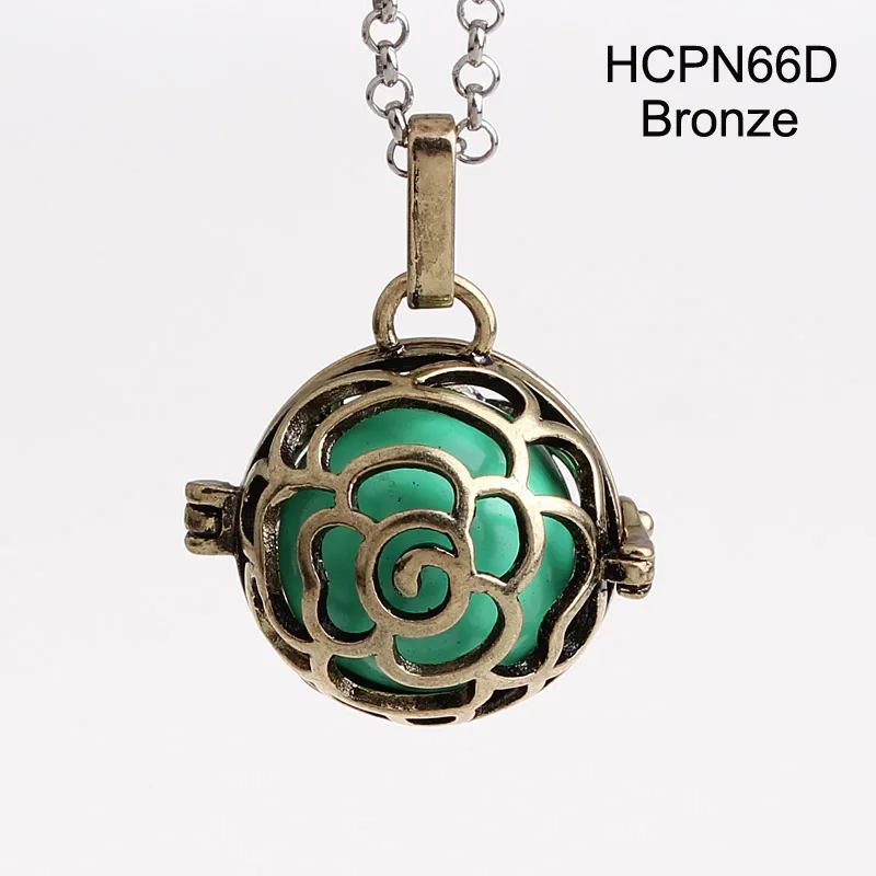5pcs/lot Rose Flower Copper Hollow Cage Mexican Chime Magic Box Sound Ball Pendant Women Pregnancy Maternity Necklaces HCPN66 | Украшения и
