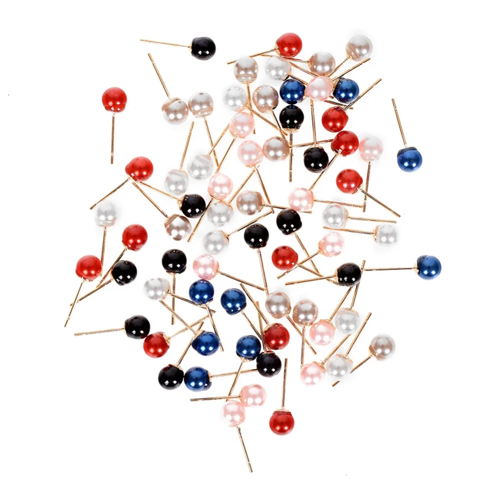 Серьги гвоздики из сплава с цветными искусственными жемчужинами 36 парт/лот|pearl stud