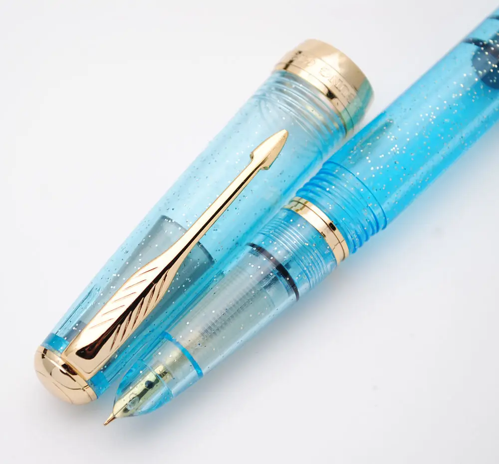 Light Blue G КРЫЛО Sung снасти 618 Toso перьевая ручка с поршневым прозрачный F чернильная ручка NIB - Цвет: Light Blue G
