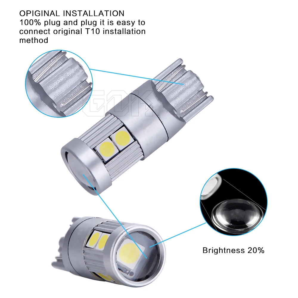 2 X T10 W5W 9 SMD 3030 LED 9w t10 габарисветильник огни габаритные 168 светодиосветодиодный CANBUS