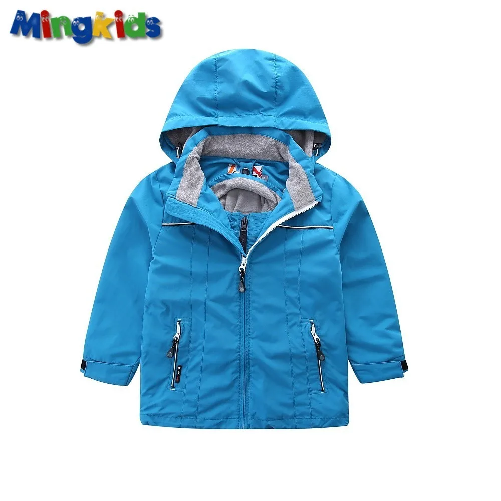 Mingkids/ветровка для мальчиков; теплая куртка 2 в 1; Водонепроницаемая куртка со съемной флисовой подкладкой; европейский размер; немецкое качество