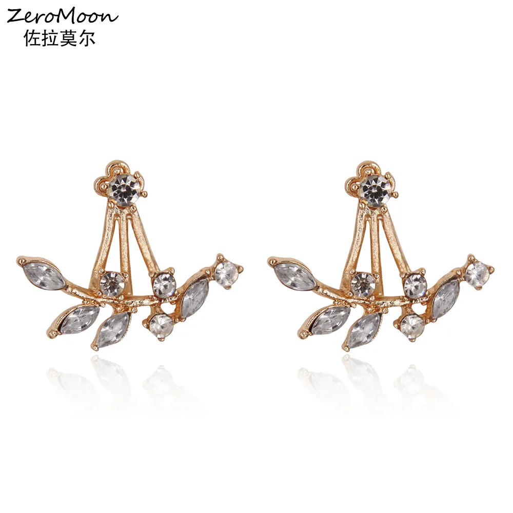 Модные темпераментные металлические серьги гвоздики в виде ветвей дерева Стразы