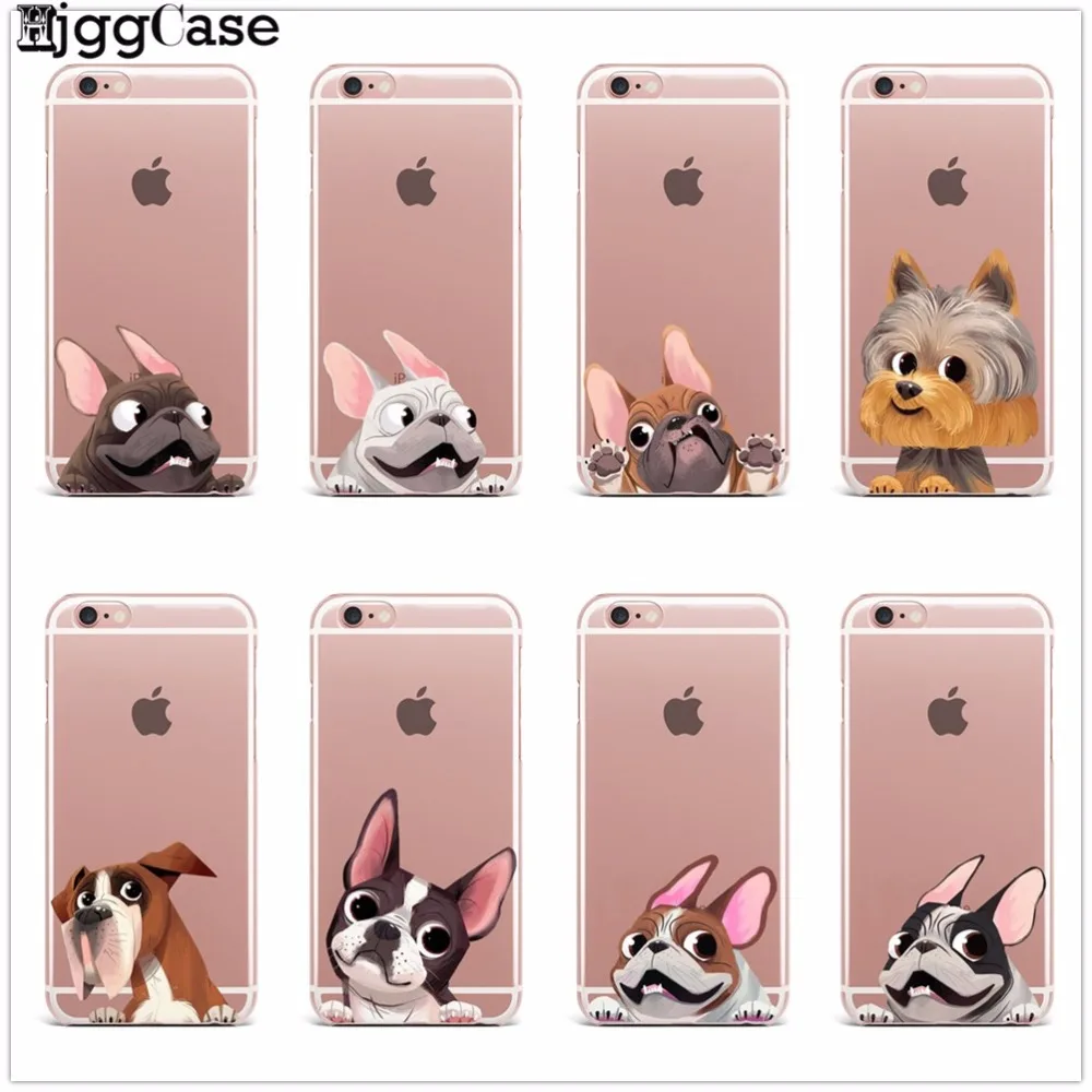 Мягкий чехол для iPhone X 7 6 6S Plus 5 5S SE 8 с изображением милого Щенка Мопса кролика кота