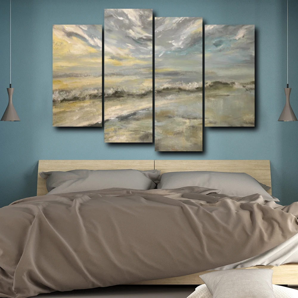 Laeacco Turbulent Seawater Canvas Oil Painting Prints Home Decoration Wall Art Poster Pictures For Living Room Bedroom No Frame | Дом и сад
