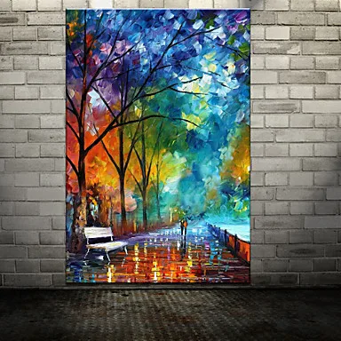 Ручная роспись влюбленных ходьба в тихом ните абстрактный Пейзаж Современная
