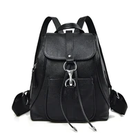 black fashion backpack women cow genuine leather backpacks schoolbags for girls female travel bags backpack mochila mujer bolsa