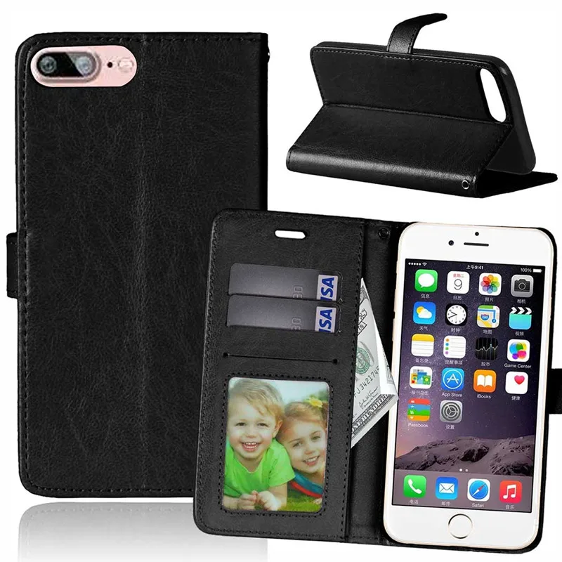 Чехол книжка для iPhone 7 Plus из искусственной кожи в стиле ретро с кошельком Crazy Horse 8