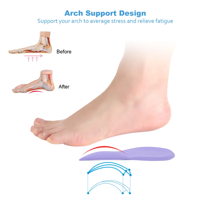 Sunvo 3/4 Arch поддержка пятки вставки для женщин коррекция плоскостопия