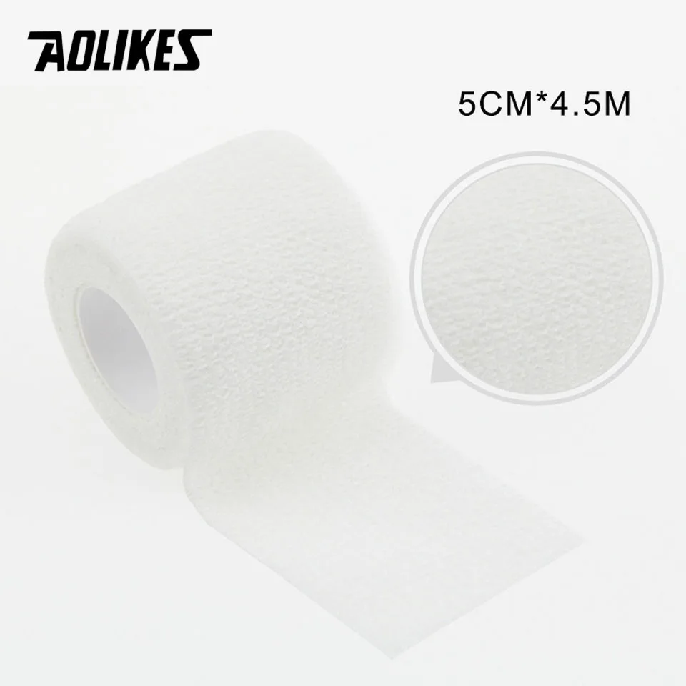 White AOLIKES 5 см* 450 см самоклеющиеся эластичные бинты из нетканого материала кинезиологическая лента Защитное снаряжение колено локоть поддержка травмирования колодки - Цвет: White