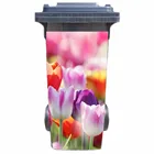 Бесплатная доставка DIY цветы клей съемный водостойкий стикер этикеты Для Мусора корзина для мусора крышка стикеры 120 л 240 л