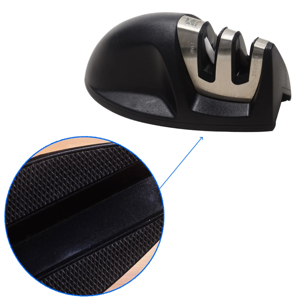 Новый стиль черный мини точилка для ножа два этапа только Нержавеющая сталь