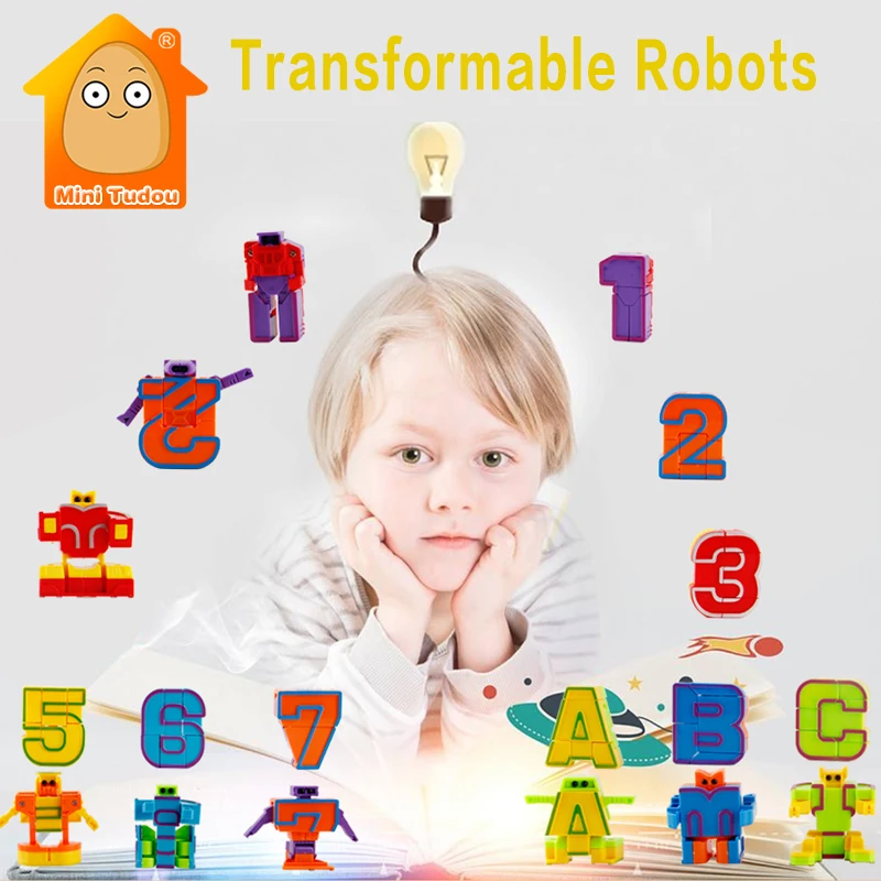 Дети 26 шт. Английский алфавит робот игрушка пластиковые трансформации действие буквы игры Обучающие