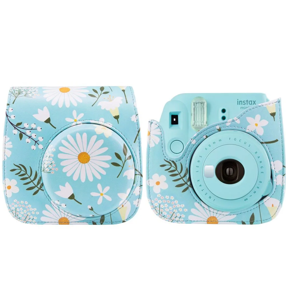 Чехол для камеры Instax Mini 9 из искусственной кожи с ромашками Fujifilm 8 мгновенная