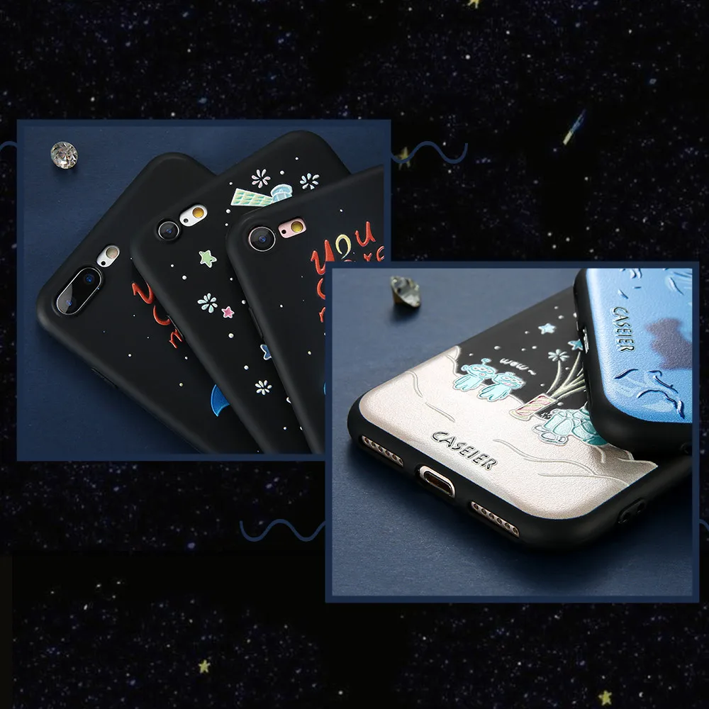 Caseier чехол для телефона iPhone 7 8 плюс Чехол 3D тисненым рисунком мягкий силиконовый