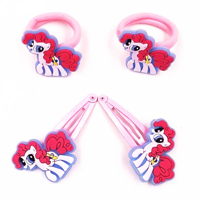 4 шт./лот, заколки для волос My little Baoli Poni Rainbow tail Horse, заколки для волос, заколка, аксессуары для волос для девочек, эластичная резинка для волос, резинки для волос
