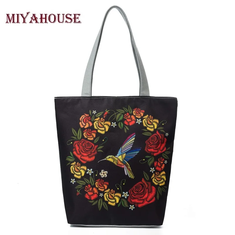 Пляжная сумка Miyahouse с принтом птиц и цветов женская для покупок Женская