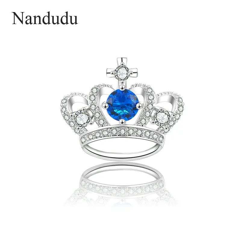 Nandudu Новый Синий CZ Брошь Pin для Для женщин ювелирные изделия ткань воротник