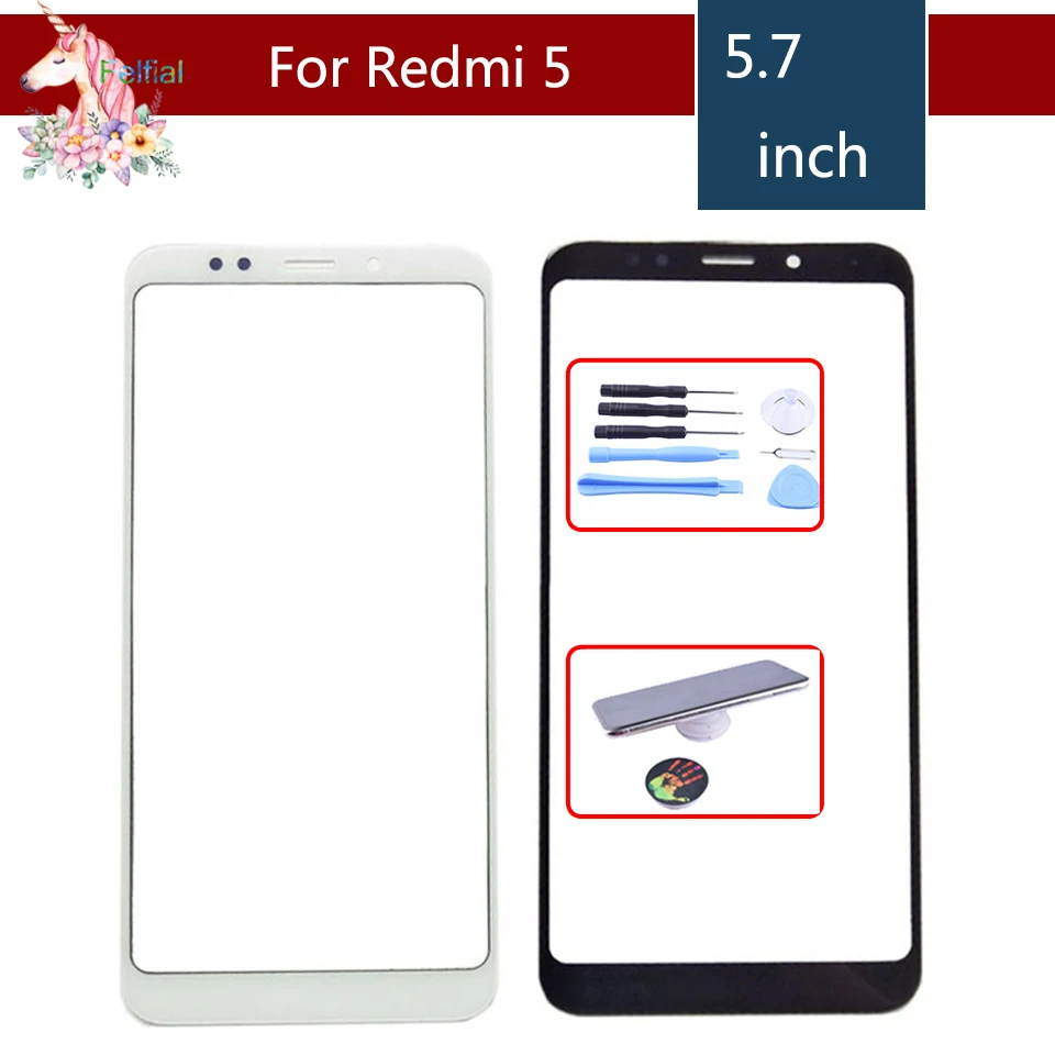 

10pcs RIGINAL For Xiaomi Redmi 5 Redmi5 Touch Screen Panel Front Outer Glass Lens Redmi 5 Touchscreen NO LCD Without Digitizer